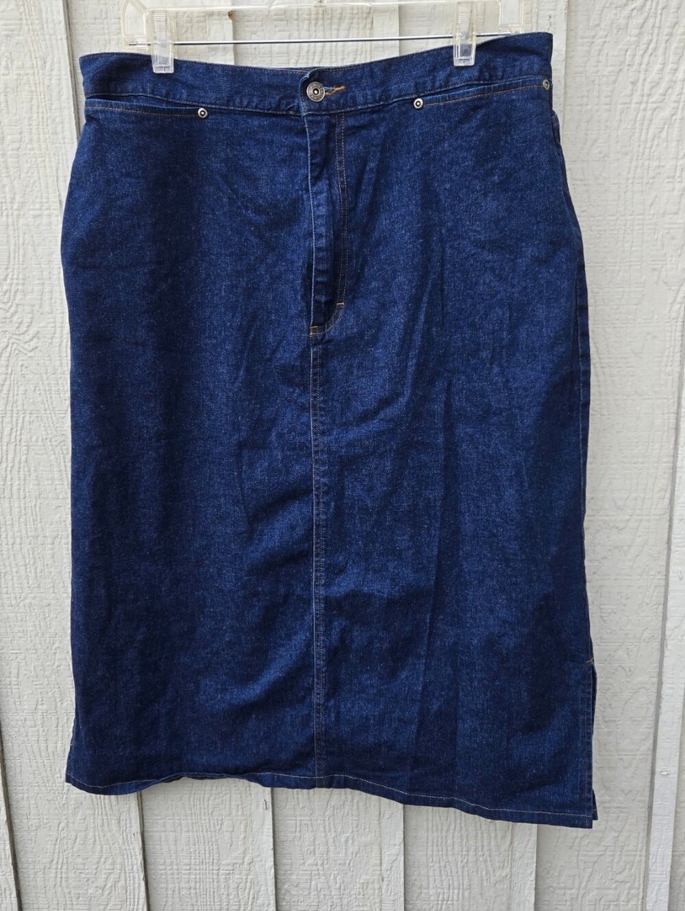 Vintage L.A. Blues Dark Wash Stretch Denim Midi Skirt